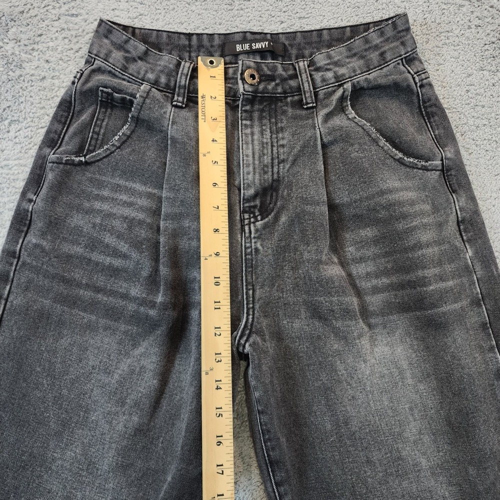 Barrel High Rise Jeans Womens Size 27 Black Curved Leg Loose Baggy Blue Savvy - Picture 7 of 10
